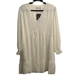 White Tiered Long Sleeve Tunic Dress